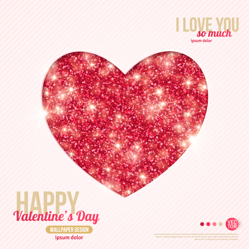 Shiny heart with Valentines day cards vector Shiny heart with Valentines day cards vector