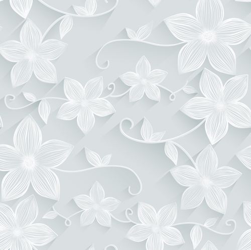 White flower seamless pattern vector material White flower seamless pattern vector material