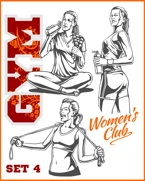 Womens fitness club poster vectors material 06