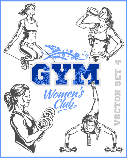 Womens fitness club poster vectors material 07 Womens fitness club poster vectors material 07