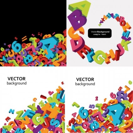 3D colored letters with numbers vector background 3D colored letters with numbers vector background