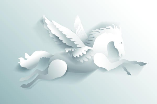 3D white paper cut horse vector 3D white paper cut horse vector