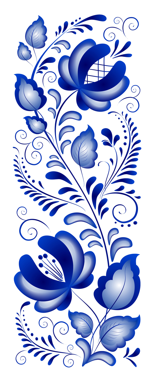Beautiful blue flower ornaments design vector Beautiful blue flower ornaments design vector
