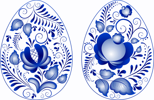 Blue flower easter eggs vector material Blue flower easter eggs vector material