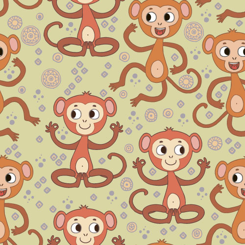 Cartoon monkey vector seamless patterns 07 Cartoon monkey vector seamless patterns 07