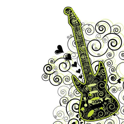 Floral guitar creative vector Floral guitar creative vector