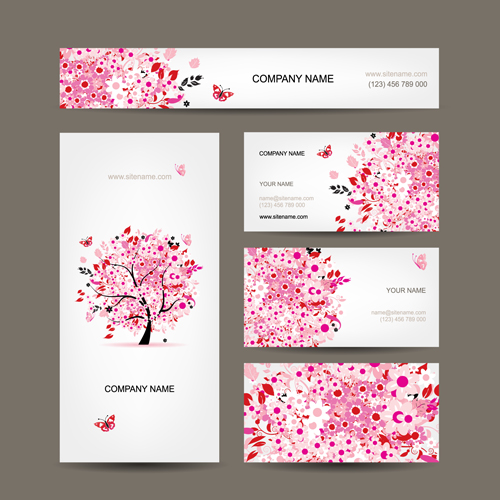 Floral tree business card design vector Floral tree business card design vector