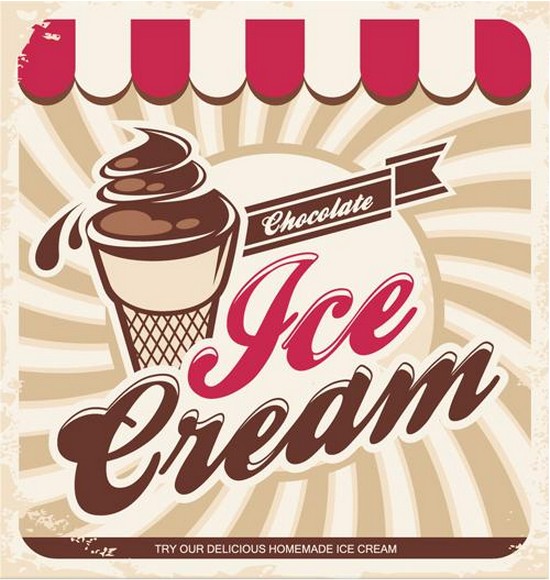 Chocolate ice cream vintage poster vector