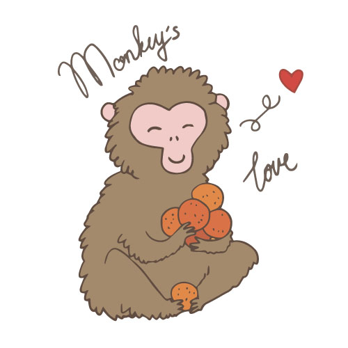 Monkey with love heart vector Monkey with love heart vector
