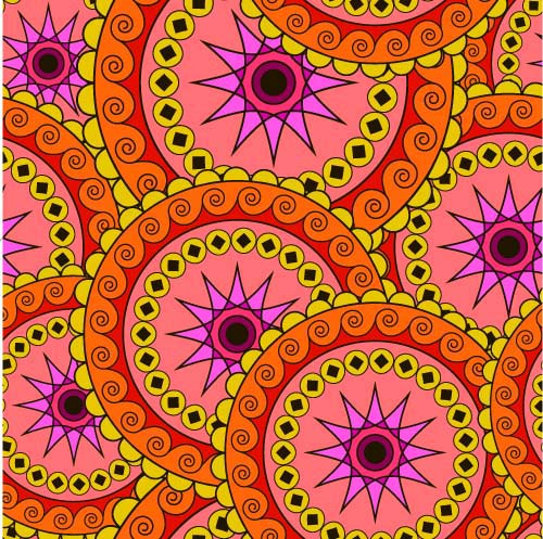 Ornate round lace pattern seamless vector 06 Ornate round lace pattern seamless vector 06