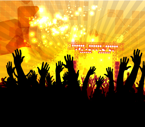 People silhouette with disco party poster vector 04 People silhouette with disco party poster vector 04