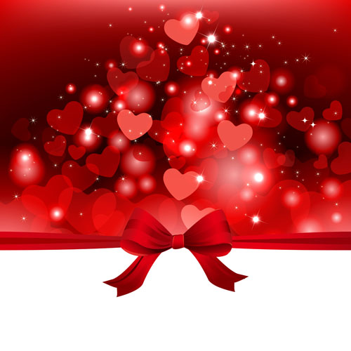 Red bow with heart valentines day card vector Red bow with heart valentines day card vector