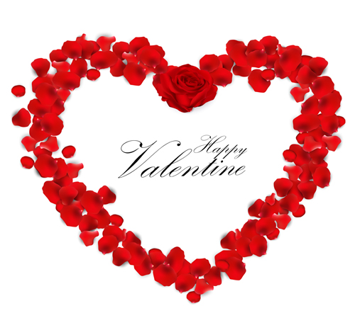 Rose petal frame with heart valentines day vector Rose petal frame with heart valentines day vector