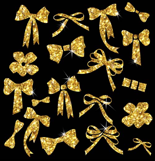 Shiny golden bows vector set Shiny golden bows vector set