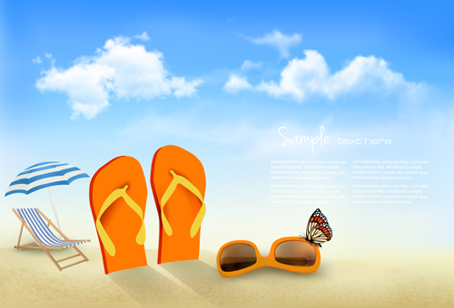 Summer beach vacation background art vector 04 Summer beach vacation background art vector 04