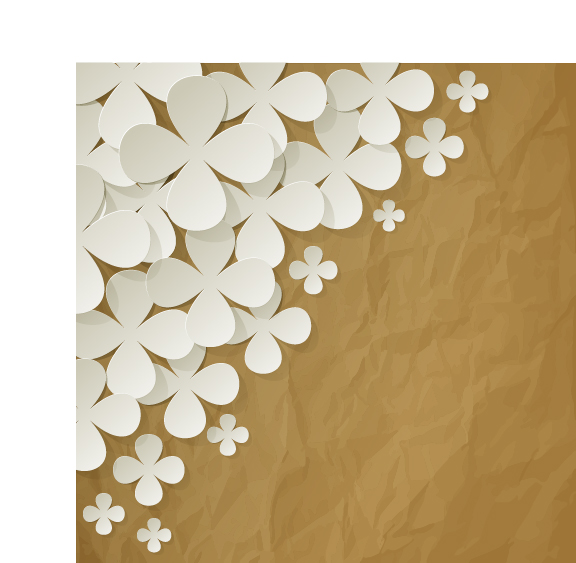 White paper flower with brown paper vector background White paper flower with brown paper vector background