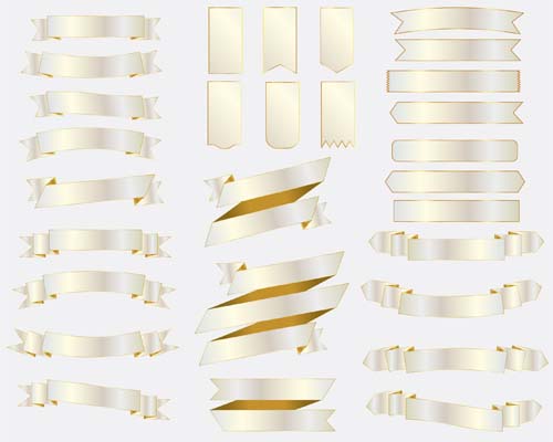 white ribbons material golden 