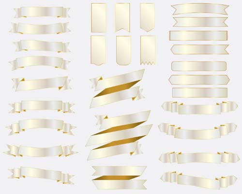 White with golden ribbons vector material White with golden ribbons vector material
