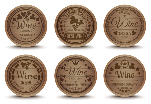 Wine wooden labels vintage vector Wine wooden labels vintage vector