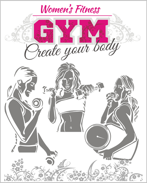 Womens fitness club poster vectors material 02 Womens fitness club poster vectors material 02