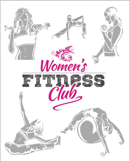 Womens fitness club poster vectors material 05