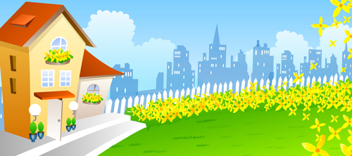 Beautiful cartoon landscapes vector set 13 Beautiful cartoon landscapes vector set 13