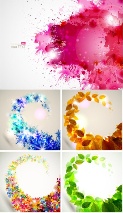 Splash ink with leaves background vector Splash ink with leaves background vector