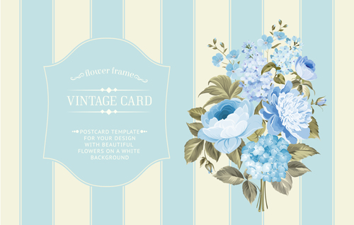 vintage graphics flower card blue 