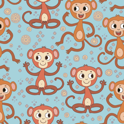 seamless Patterns monkey cartoon  