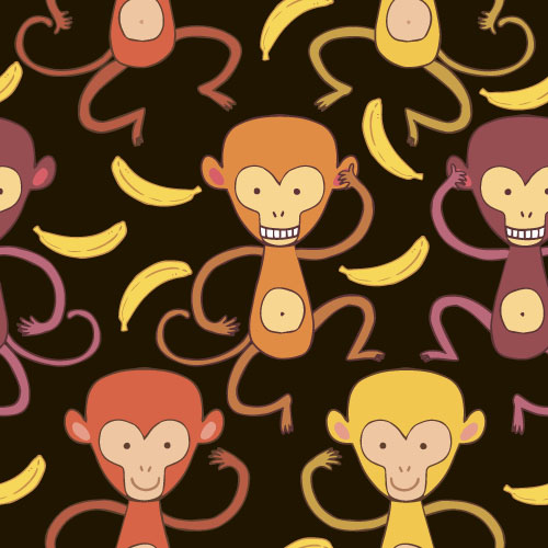 Cartoon monkey vector seamless patterns 05 Cartoon monkey vector seamless patterns 05