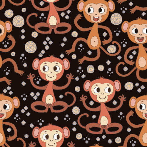 Cartoon monkey vector seamless patterns 06 Cartoon monkey vector seamless patterns 06