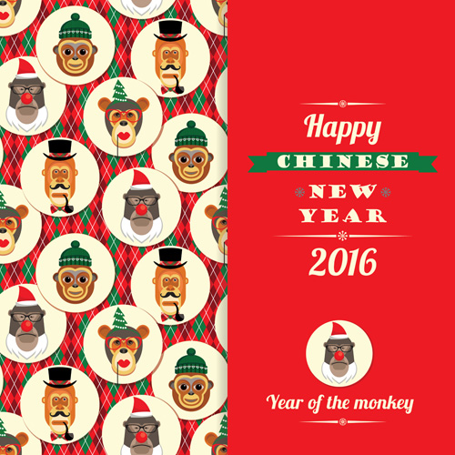 year new monkey chinese card 
