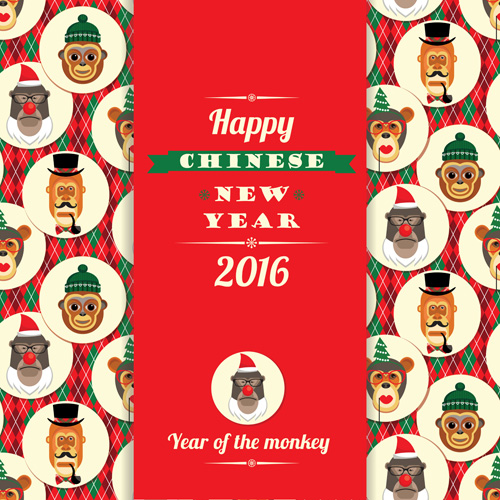 year new monkey chinese card 