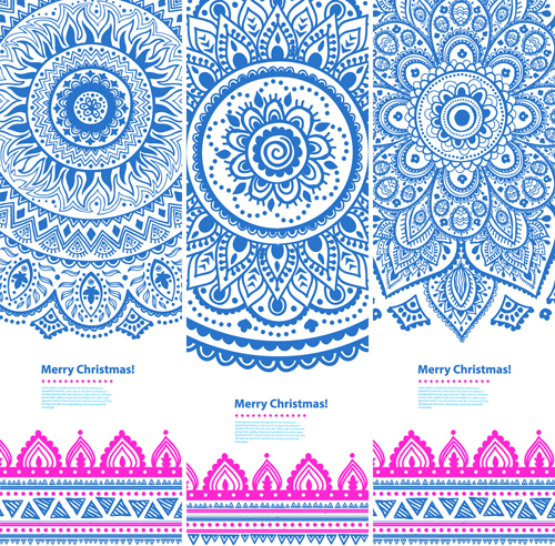 Christmas ethnic pattern banner vector 04 Christmas ethnic pattern banner vector 04