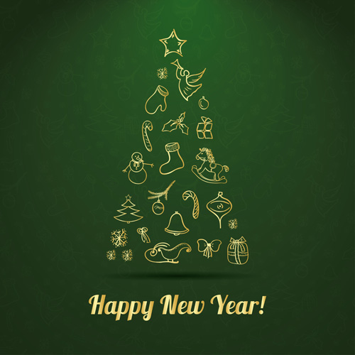 Creative christmas tree with new year background vecrtor 04 Creative christmas tree with new year background vecrtor 04