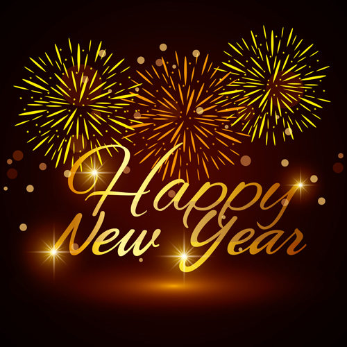 Fireworks with halation new year background vector