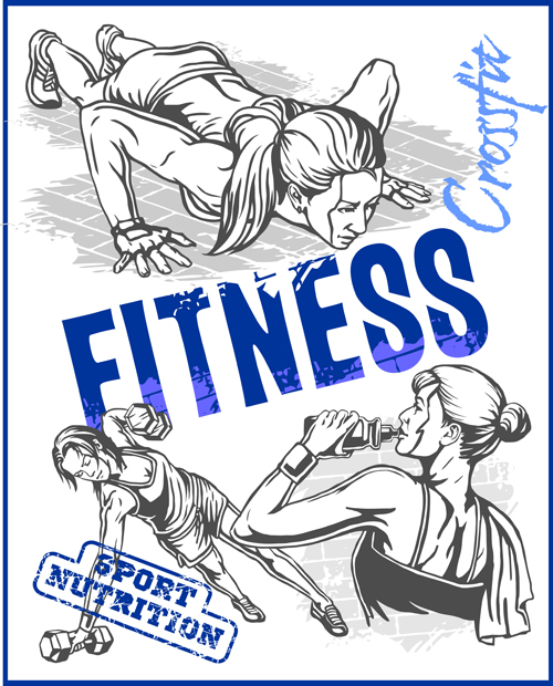 poster hand gym fitness drawn 