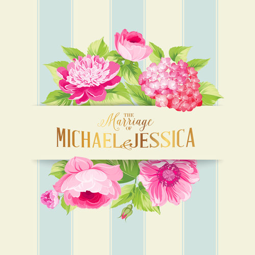 Floral marriage invitation cards vintage vectors 02 Floral marriage invitation cards vintage vectors 02