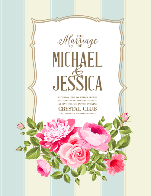vintage marriage invitation floral cards 