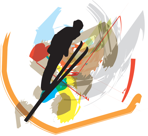 Hand drawn skiing sketch vector design 01 Hand drawn skiing sketch vector design 01