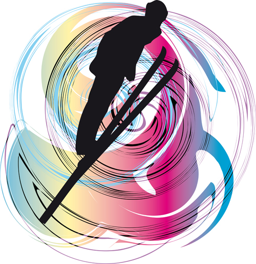 Hand drawn skiing sketch vector design 03 Hand drawn skiing sketch vector design 03