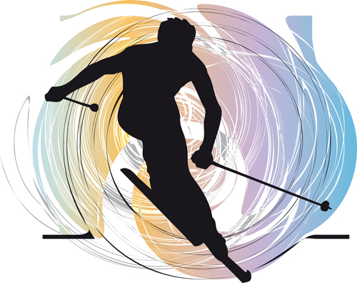 Hand drawn skiing sketch vector design 04 Hand drawn skiing sketch vector design 04
