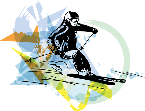 Hand drawn skiing sketch vector design 10 Hand drawn skiing sketch vector design 10