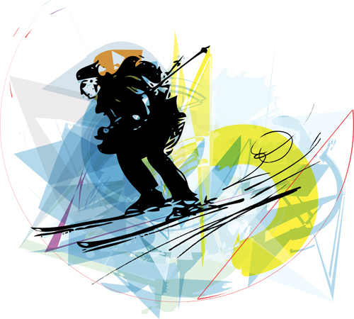 Hand drawn skiing sketch vector design 11 Hand drawn skiing sketch vector design 11