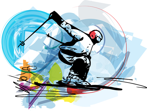 Hand drawn skiing sketch vector design 13 Hand drawn skiing sketch vector design 13