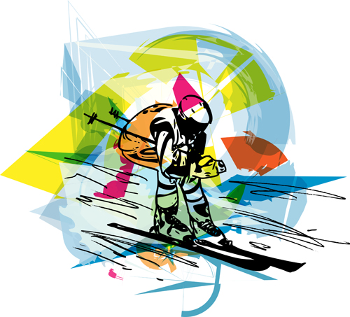 Hand drawn skiing sketch vector design 14 Hand drawn skiing sketch vector design 14