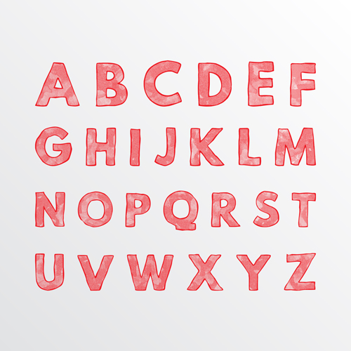 watercolor pink alphabet 