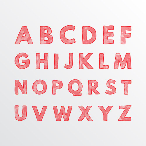 Pink watercolor alphabet vector Pink watercolor alphabet vector