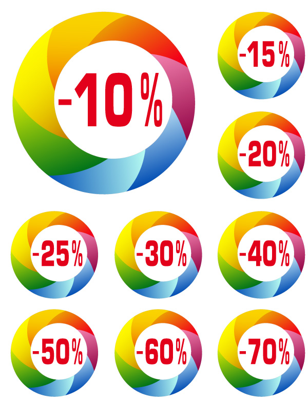 Promo colored labels design vector Promo colored labels design vector