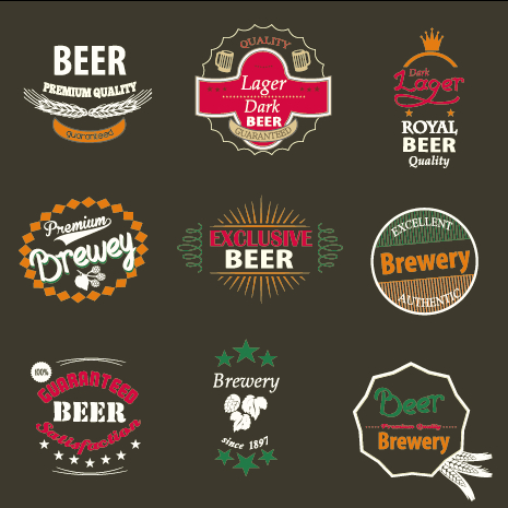 Vintage royal beer labels with badges vector 02 Vintage royal beer labels with badges vector 02